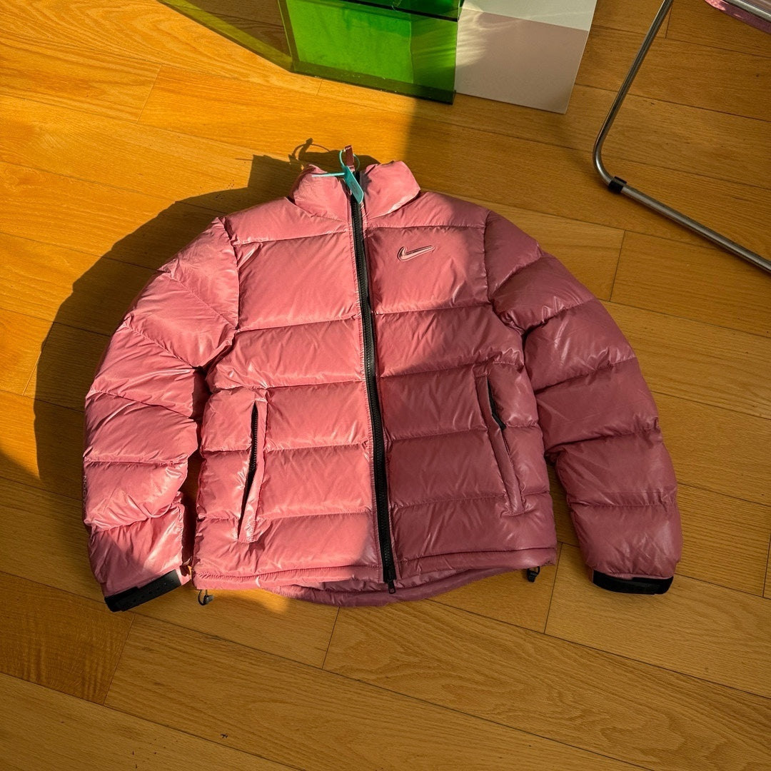 Nike Puffer Jacket Metallic Silver & Rose Pink