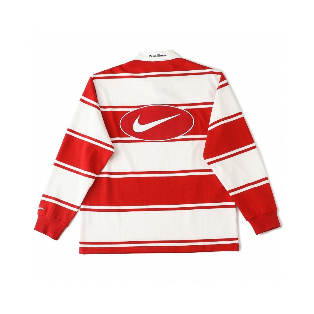 Supreme x Nike Striped Rugby Shirt  Red & White
