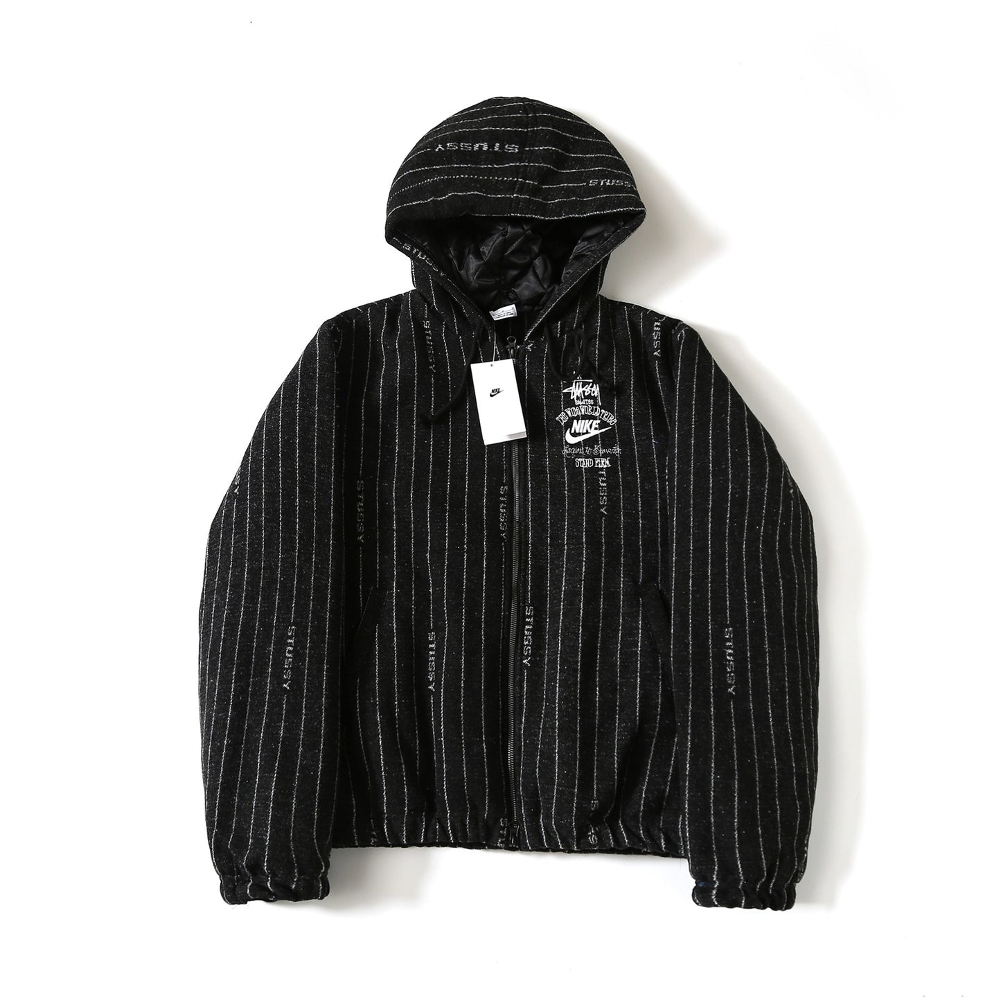 Stüssy x Nike Hooded Jacket  Black Pinstripe