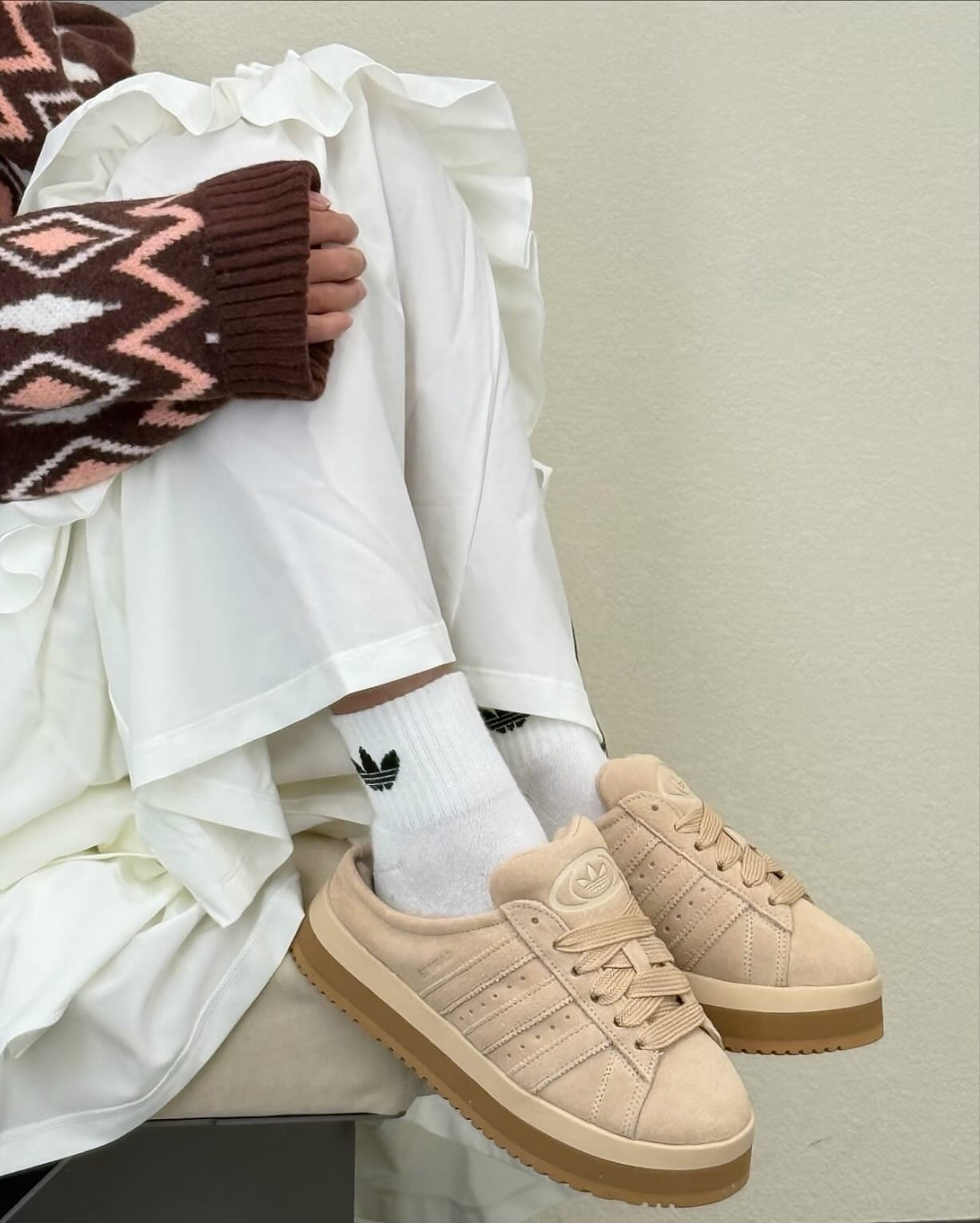 Adidas Campus winter Mule Platform Beige