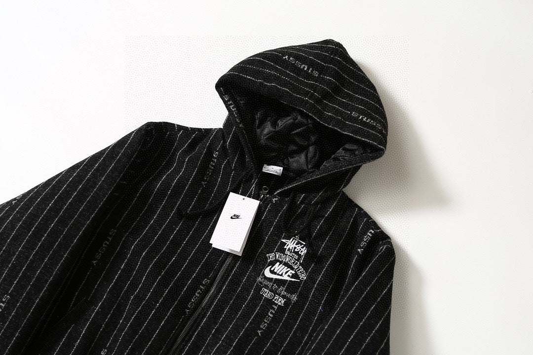 Stüssy x Nike Hooded Jacket  Black Pinstripe