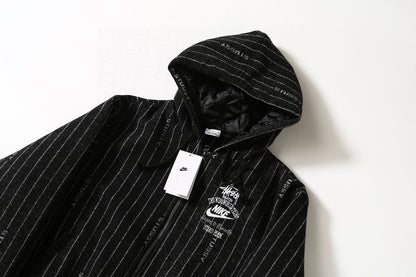 Stüssy x Nike Hooded Jacket  Black Pinstripe