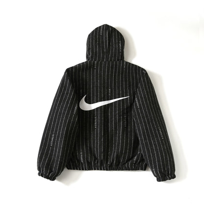 Stüssy x Nike Hooded Jacket  Black Pinstripe